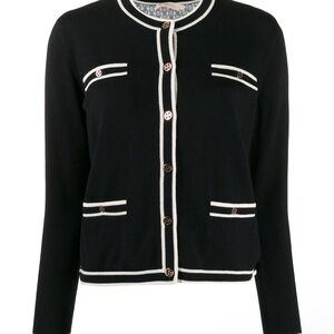 Tory Burch Black Cardigan with Cream Trim